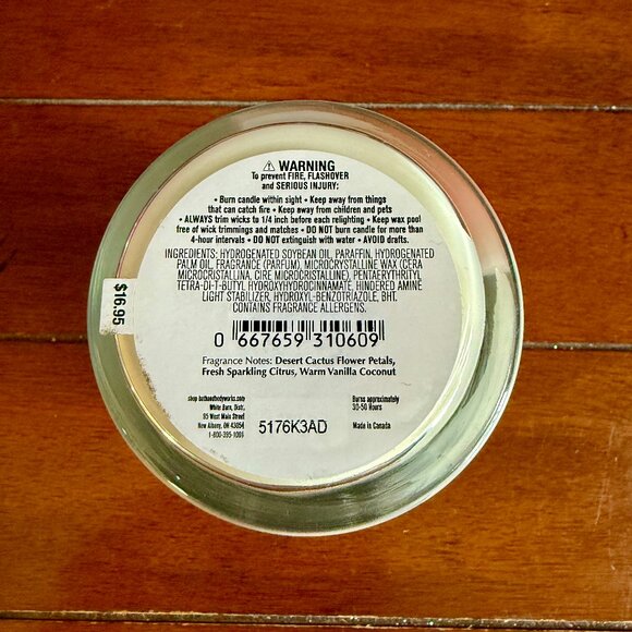 NEW CACTUS BLOSSOM Single Wick Candle 8oz Bath & Body Works - Picture 3 of 3